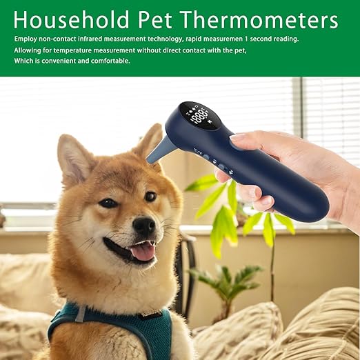 Non-Contact Dog Ear Thermometer - Rapid Measurement - Includes 20 Pet Swabs - Ear Thermometer for Dogs, Cats, Rabbits (Blue)