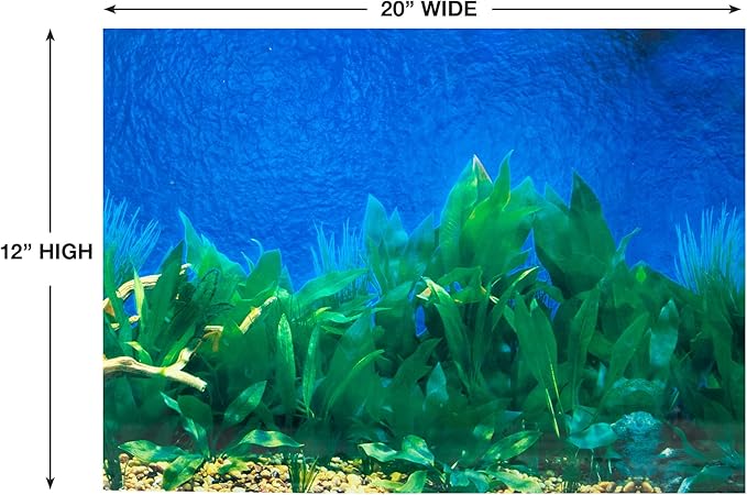 Penn-Plax Reversible Double-Sided Aquarium Background - Side 1 Blue Gradient/Side 2 Underwater Plant Life (DBC10CB)