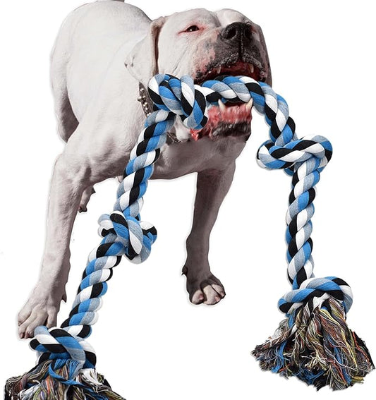 Dog Toys for Aggressive Chewers Tough Rope Chew Toys for Large and Medium Dog 3 Feet 5 Knots Indestructible Cotton Rope for Large Breed Dog Tug of War Dog Toy Teeth Cleaning