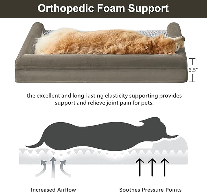 WNPETHOME Dog Beds for Large Dogs, Orthopedic Sofa Dog Bed Mat Pillow with Removable Waterproof Cover, Egg-Foam Dog Crate Bed for Medium Large Dogs