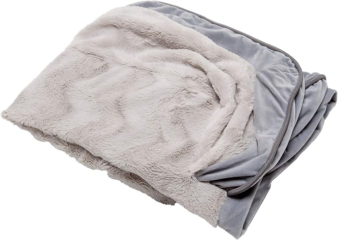 Furhaven Replacement Dog Bed Cover Perfect Comfort Plush & Velvet Waves Sofa-Style, Machine Washable - Granite Gray, Medium