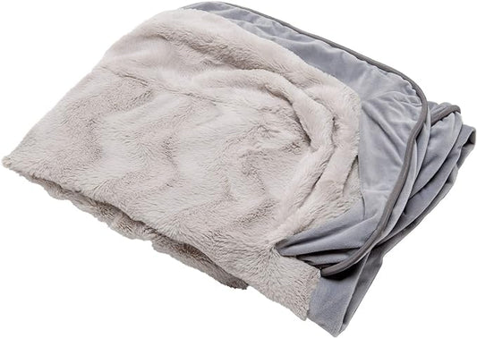 Furhaven Replacement Dog Bed Cover Perfect Comfort Plush & Velvet Waves Sofa-Style, Machine Washable - Granite Gray, Small