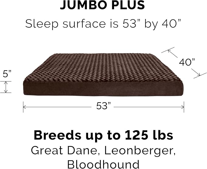 Furhaven Replacement Dog Bed Cover Ultra Plush Faux Fur & Suede Mattress, Machine Washable - Chocolate, Jumbo Plus (XX-Large)