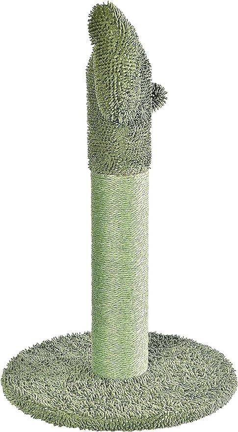 Amazon Basics Cactus Cat Scratching Post with Dangling Ball, 25.6 Inches, Green