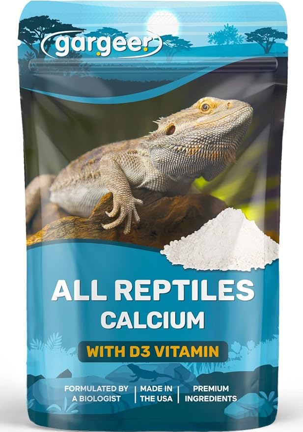 4oz All Reptile Calcium Powder with Vitamin D3, Phosphorus-Free, Ultrafine Powder, Pure Dust & Ready to Use for All Reptiles, Lizards & Amphibians Supplement. Made in The USA. Enjoy !