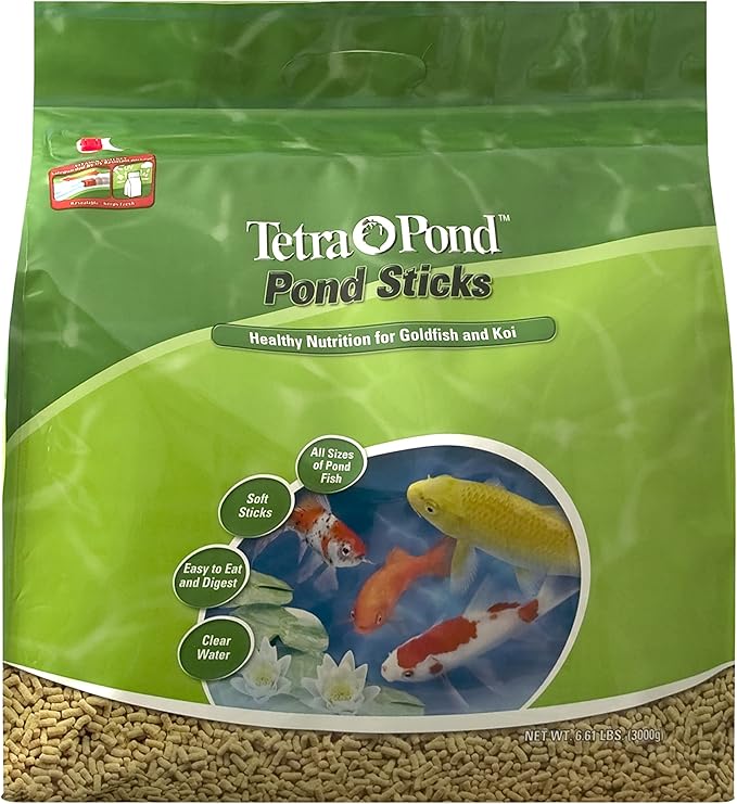 Tetra Pond Sticks, Koi Fish & Goldfish Food, Soft Sticks, Easy to Digest Floating Pond Fish Food, 6.61 pounds