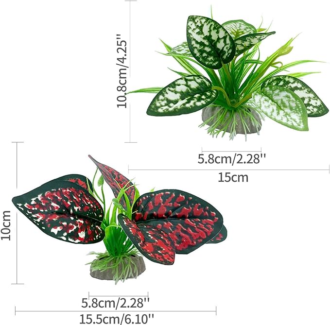 Reptile Artificial Plants, Terrarium Plants Decorations Supplies, Aquarium Fish Tank Plant, Amphibian Habitat Hideout Tank Accessories(S Set-4pcs/A)