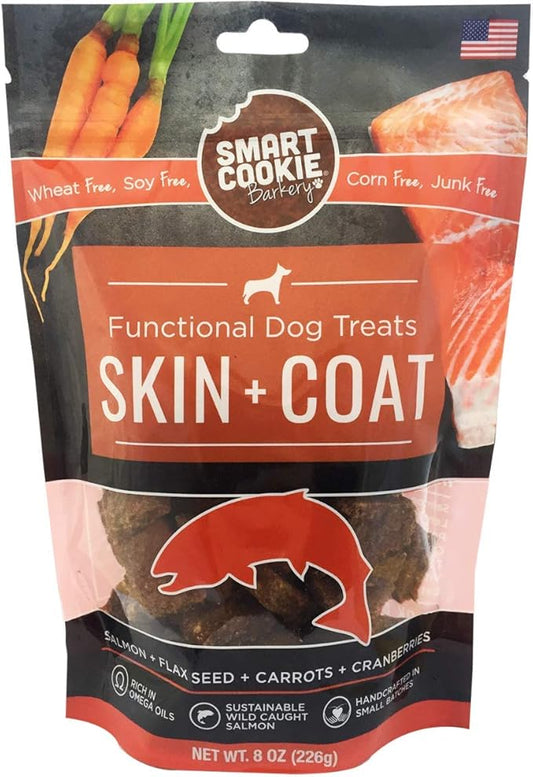 All Natural Dog Treats - Healthy Skin & Coat Salmon Dog Treats - Ideal for Sensitive Stomachs or Itchy, Allergic, Dry Skin - Dehydrated, Crunchy, Human-Grade, Made in USA - 8oz, Pack of 1