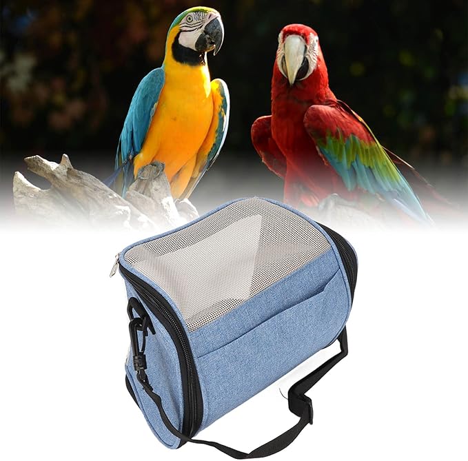 Zerodis Animal Carriers Bird Carrier Bag,Transparent Portable Lightweight Breathable Travel Cage Bird Travel Backpack for Small Birds Green Cheek Cockatiels (Blue)