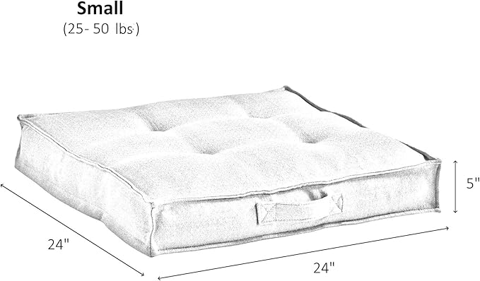 South Pine Porch Mila Square Tufted Pillow Style Dog Bed, Cement, Small (24" x 24")