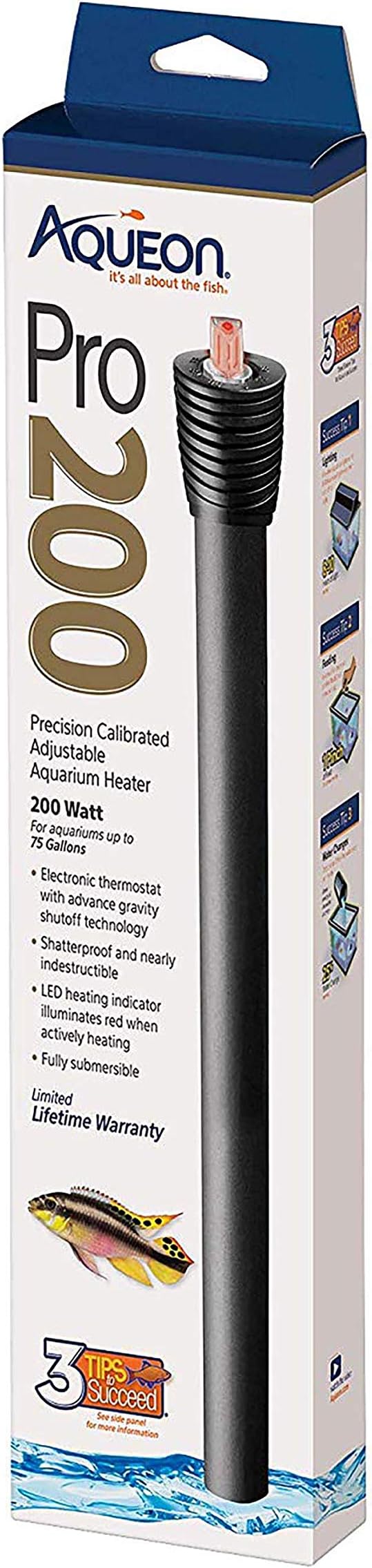 Aqueon Adjustable Pro Aquarium Heater, 200W