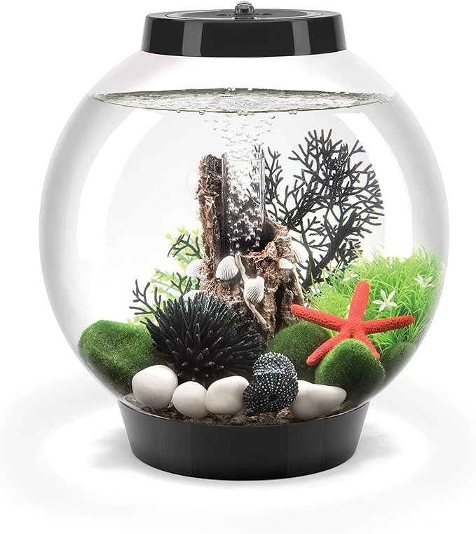 biOrb CLASSIC 15 Acrylic 4-gallon Aquarium with Multi-Color Remote-Controlled LED Lights Modern Compact Tank for Tabletop or Desktop Display, Black