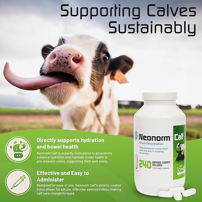 Jaguar Animal Health Neonorm Calf - Enteric Coated Supplement Boluses for Proper Hydration & Bowel Health - Plant-Based Product for Pre-Weaned Calves (240 Count)