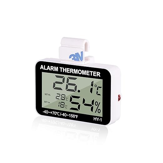 Reptile Thermometer with Alarm Function Reptile Thermometer Reptile Digital Alarm Thermometer Reptile Tank Hygrometer with Hook Temperature Humidity Meter for Reptile Tanks, Terrariums