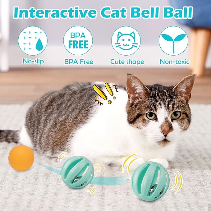 UPSKY Cat Toy Roller 4-Level Turntable Cat Toy Balls with Three Colorful Balls and Bell Ball X Turntable Interactive Kitten Fun Mental Physical Exercise Puzzle Toys.