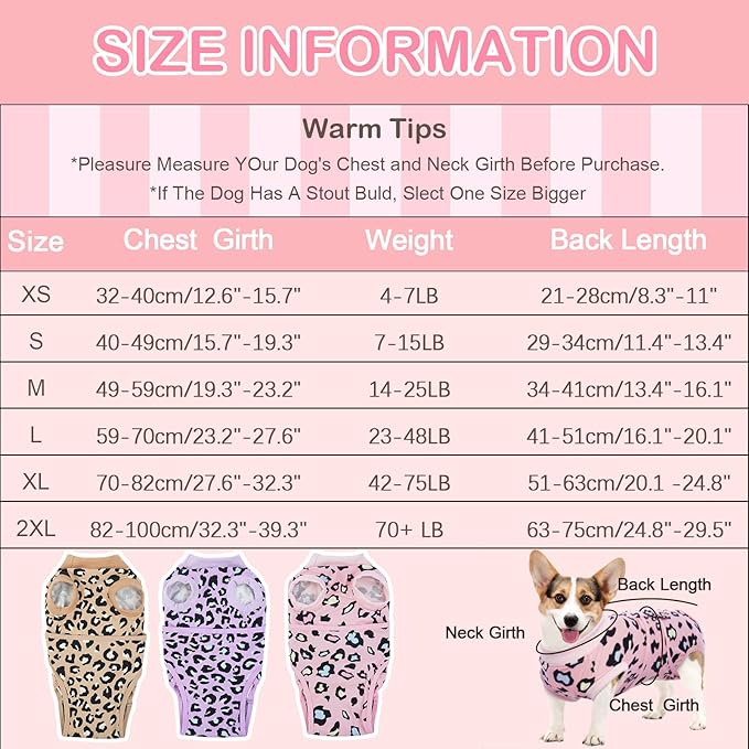 Kuoser Recovery Suit for Dogs, Soft Dog Surgery Suit Female Spay Breathable Neuter Suit for Male Dogs, Anti Licking Onesie Dog Surgical Suit Dog Body Suits After Surgery,Substitute E-Collar & Cone, L