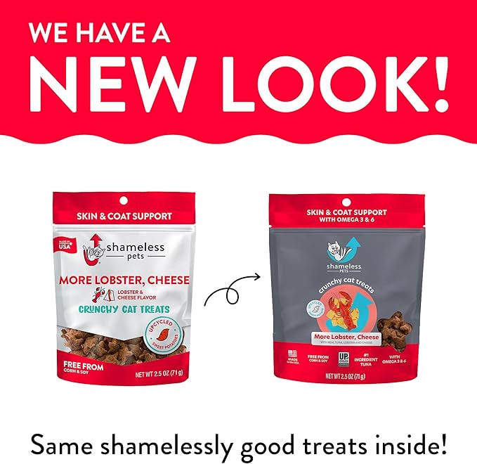 Shameless Pets Crunchy Cat Treats - with Digestive Support, Natural Ingredients Kitten Treats with Real Tuna, Healthy Flavored Feline Snacks - Lobster & Cheese, 3-Pk, Packaging may vary