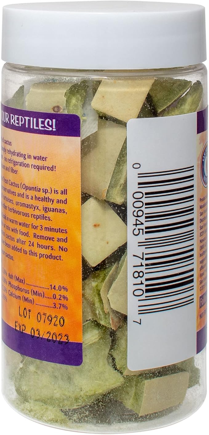 Tortoise Treat Cactus 0.25-Ounce (7.1 Grams) Jar | Freeze Dried Reptile Food | Tortoise Food