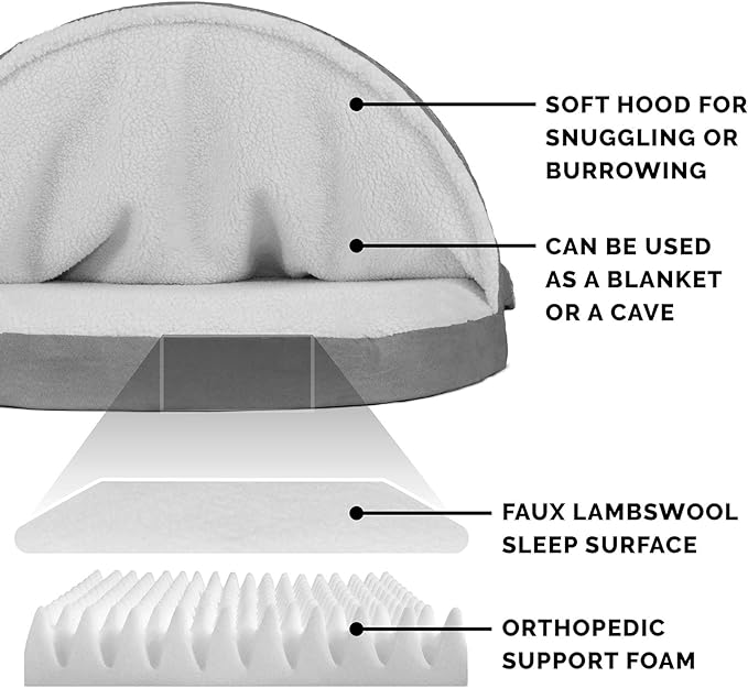 Furhaven 35" Round Orthopedic Dog Bed for Large/Medium Dogs w/ Removable Washable Cover, For Dogs Up to 50 lbs - Sherpa & Suede Snuggery - Gray, 35-inch