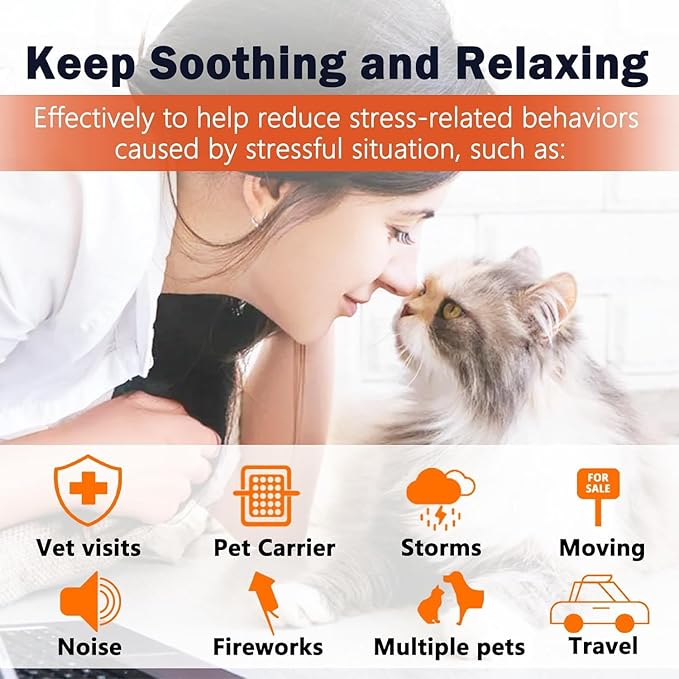 Calming Collar for Cats, Cat Calming Collar 4 Packs, Pheromone Collar for Cats, Cat Anxiety Relief for 60 Days, Calming Cat Collar Breakaway Design Fits Most Cats -15 Inches