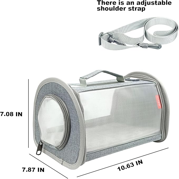 Small Animal Carrier Bag, Portable Guinea Pig Travel Carrier, Breathable Small Pet Bag for Guinea Pig Bird Rabbit Hamster Chinchilla Hedgehog Sugar Glider Outgoing Travel Carrying Case (Grey)