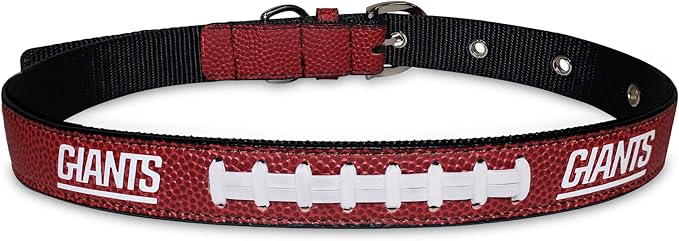 Pets First Tough Leather Pet Collar NFL New York Giants Premium Dog Collar, Limited Edition. Best & Strongest Heavy-Duty Dog Collar!, Medium (16-20"" Long & 1"" Wide) (NYG-3081-MD)