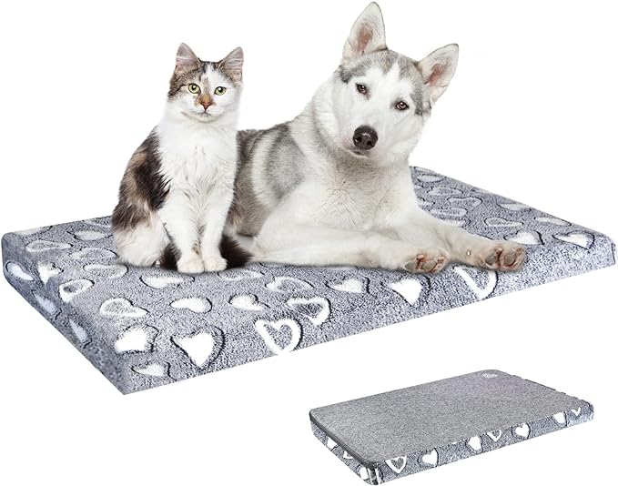 VANKEAN Dog Crate Mat Reversible Cool and Warm, Stylish Dog Bed for Crate with Waterproof Inner Linings and Removable Machine Washable Cover, Firm Support Dog Pad for Small to XX-Large Dogs, Grey