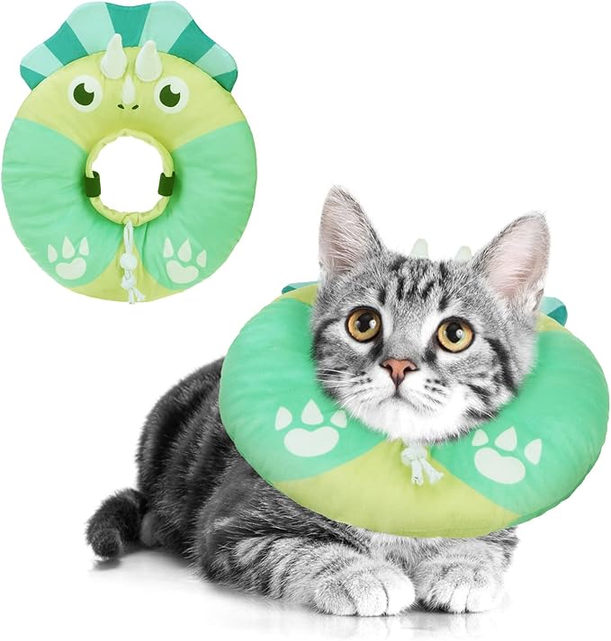 BEAUTYZOO Cat Cone, Adjustable Cat Cone Collar Soft, Cat Recovery E Collars After Surgery to Stop Licking, Protective Cat Neck Cone Alternative Donut Collar Cute Pillow for Cats Kitten Small Dogs