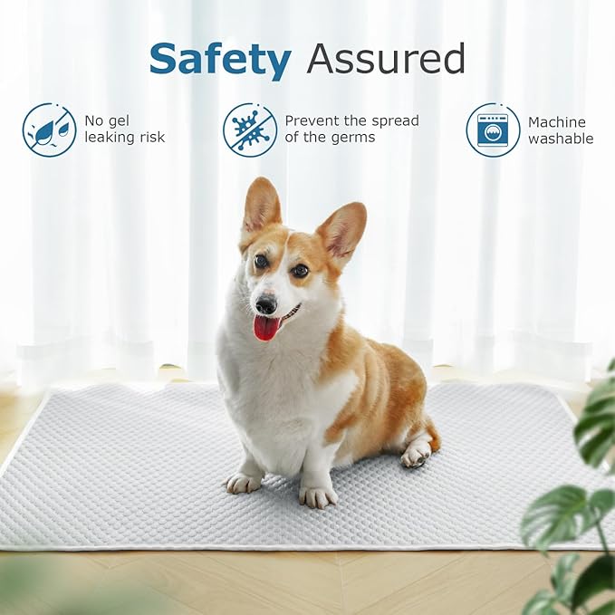 Mora Pets Dog Cooling Mat Breathable Cooling Pad for Dog Cats Washable Pet Cooling Mat for Indoor Outdoor Pets with Non-Slip Bottom Light Grey 40'' x 28'' Extra Large