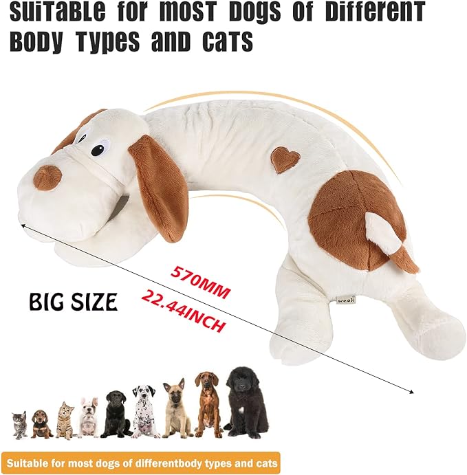 Puppy Heartbeat Toy, Dog Heartbeat Toy for Separation Anxiety Relief, Puppy Toy with Heartbeat Stuffed Animal Anxiety Calming Behavioral Aid Plush Toy for Dogs Cats Pets (White+)