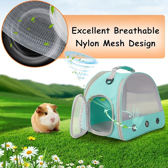 Breathable Guinea Pig Carrier Backpack with Nylon Mesh Window Portable Carrier for Guinea Pig, Bunny Bearded Dragon Bird Chinchilla Ferret Travel Outdoor