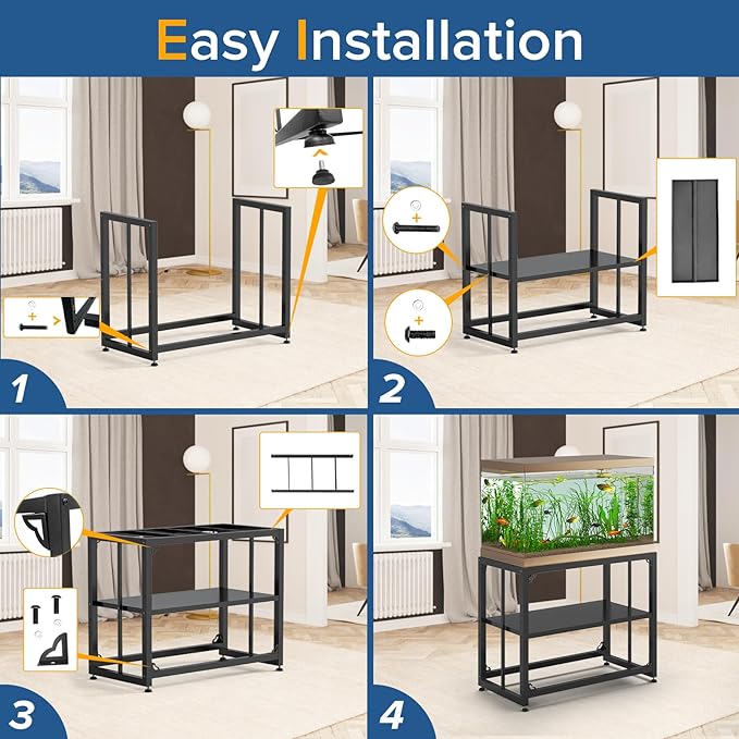 Fish Tank Stand 40 Gallon, Metal Aquarium Stand 36.5" L x 18.5" W*29.5”H, Double-Layer Storage Design, Suitable for Home and Office Use, 660LBS Capacity, Black (Tank not Included)