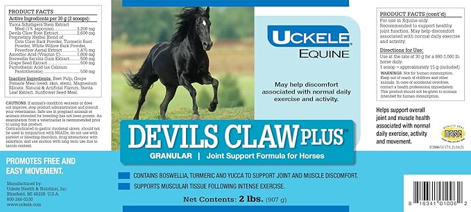 Uckele Devils Claw Plus Horse Supplement - Equine Vitamin & Mineral Supplement - 2 pound (lb)