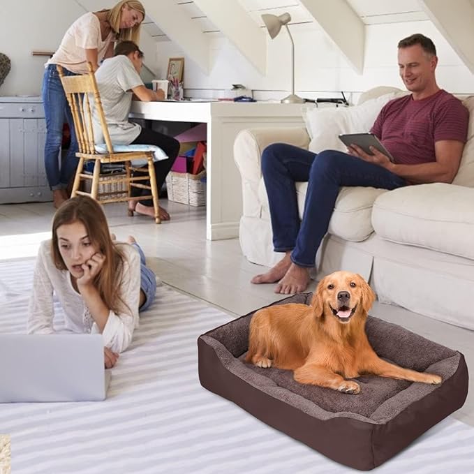 PUPPBUDD Dog Beds for Medium Dogs, Washable Dog Bed Comfortable and Breathable Pet Bed Rectangle Warming Dog Bed for Medium Dogs