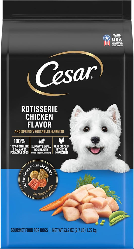 CESAR Small Breed Dry Dog Food Rotisserie Chicken Flavor and Spring Vegetables Garnish, 2.7 lb. Bag