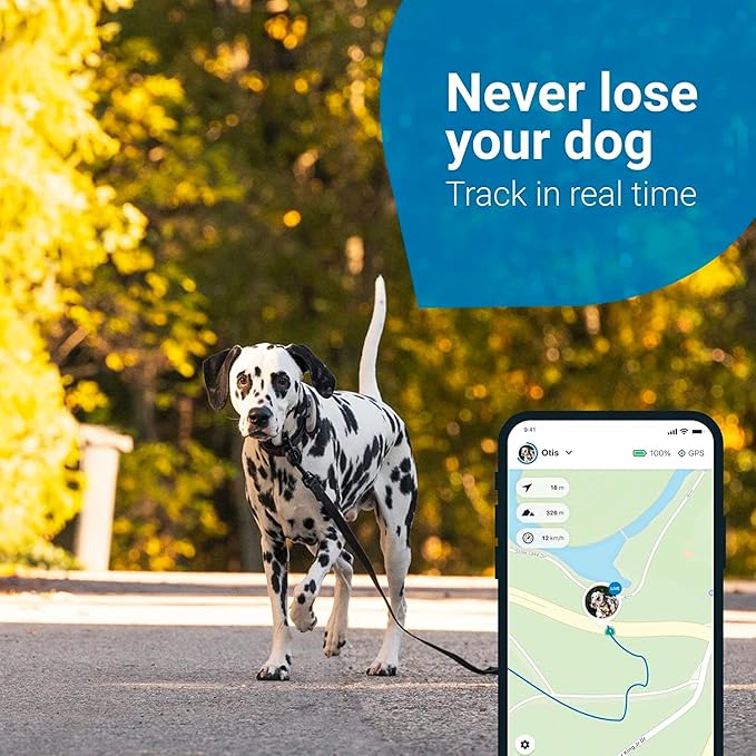 Tractive GPS Pet Tracker for Dogs - Waterproof, GPS Location & Smart Activity Tracker, Unlimited Range, Works with Any Collar (Midnight Blue with Camouflage Cover)