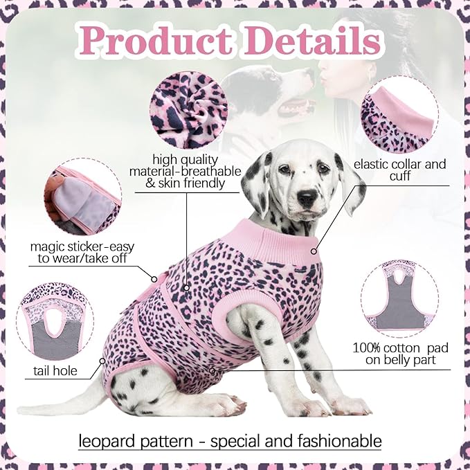 Kuoser Dog Surgery Recovery Suit, Recovery Suit for Female Male Dogs, Dog Onesie After Surgery Spay Neuter, Anti-Licking Pet Surgical Recovery Snugly Suit, Bodysuit for Abdominal Wounds Skin Disease
