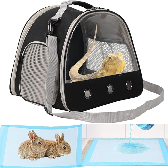 Small Animal Travel Carrier with Absorbent Pad Set, Pee Pad with Leak-Proof Quick-Dry Design for Guinea Pig,Portable Bearded Dragon Bag for Sugar Glider,Hedgehog,Rat,Bunny,Rat,Outdoor Used