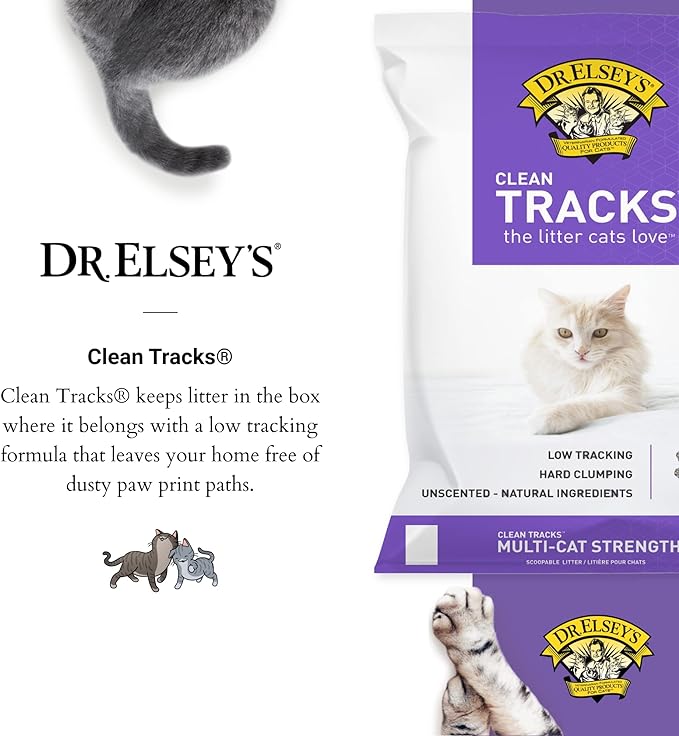 Dr. Elsey's Premium Clumping Cat Litter - Clean Tracks - Low Dust, Low Tracking, Hard Clumping, Superior Odor Control, Unscented & Natural Ingredients 40 LBS