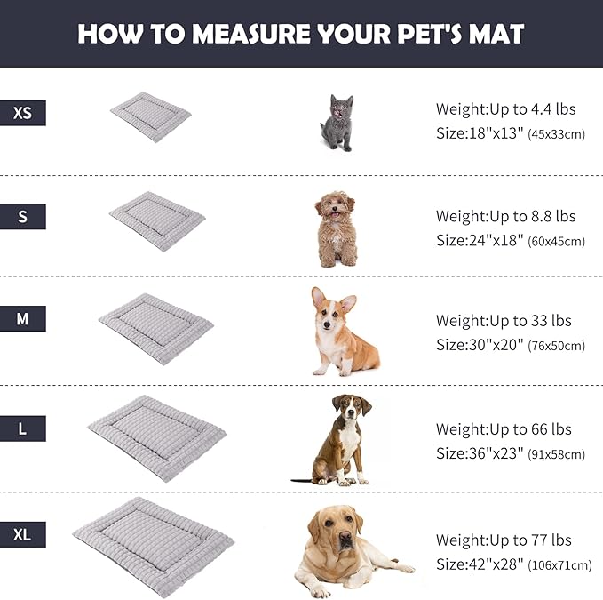IEUUMLER Dog Bed, Reversible Washable Mat, Soft Premium Plush Dog Crate Pad, Pet Sleeping Mattress for Small/Medium/Large Dogs and Cats FC014 (Gray, M(30"*20"))