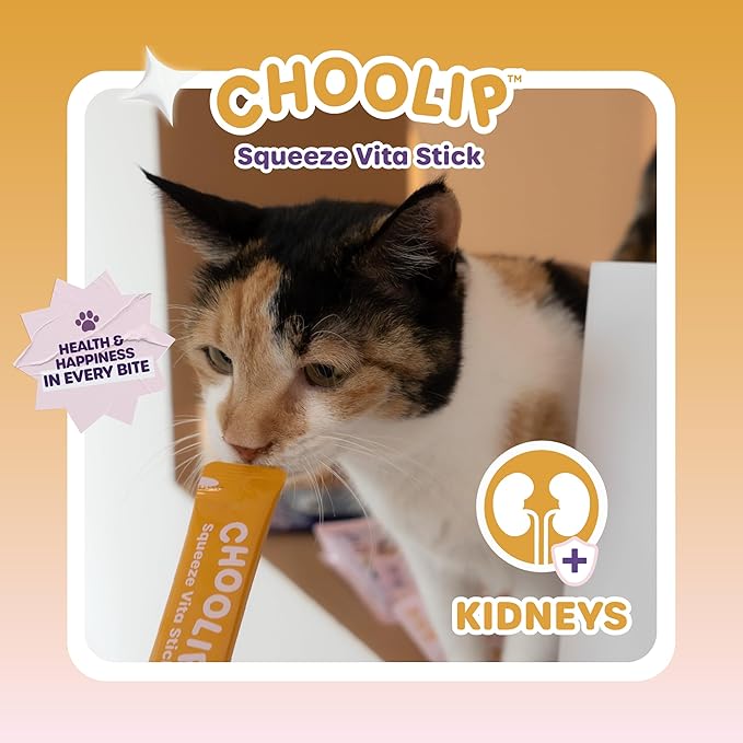 Squeeze Vita Stick for Kidneys. Creamy Cat and Dog Treat with BCAA’s, Potassium, Antioxidants, CoQ10 and More 7pk Cat and Dog Treat Vet-Formulated Soft Cat Treats for Indoor Cats and Training