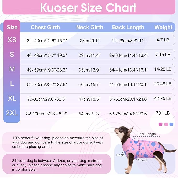 Kuoser Dog Surgical Recovery Suit for Female Male Dogs, Dog Onesies for Large Dogs, Onesie for Dogs After Surgery Shirt Dog Surgical Suit, Dog Recovery Suit E-Collar & Cone Alternative, Pink XL