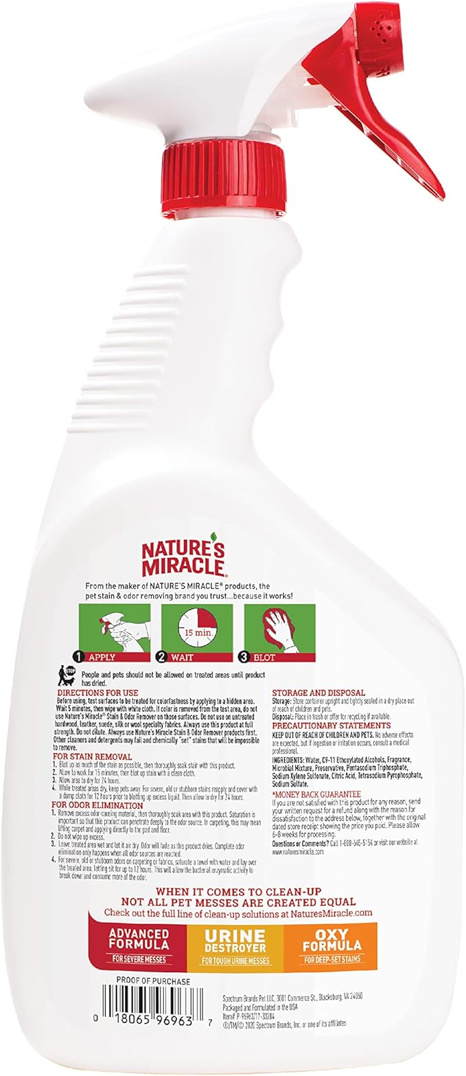 Nature's Miracle Dog Stain and Odor Remover, Everyday Mess Enzymatic Formula, 32 fl oz (Pack of 2)