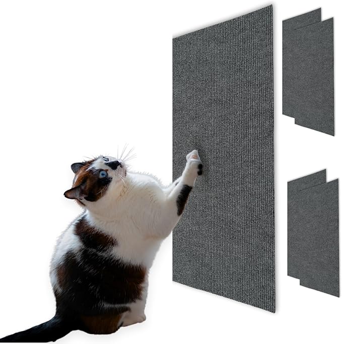 Cat Scratch Mat (5 Pack), 23.6’’ x 11.8’’ Cat Wall Stracther, Versatile Self-Adhesive Replacement Easy Use for Cat Trees, Cat Wall Furniture, Scratching Posts, and Couch Protection (Dark Grey)