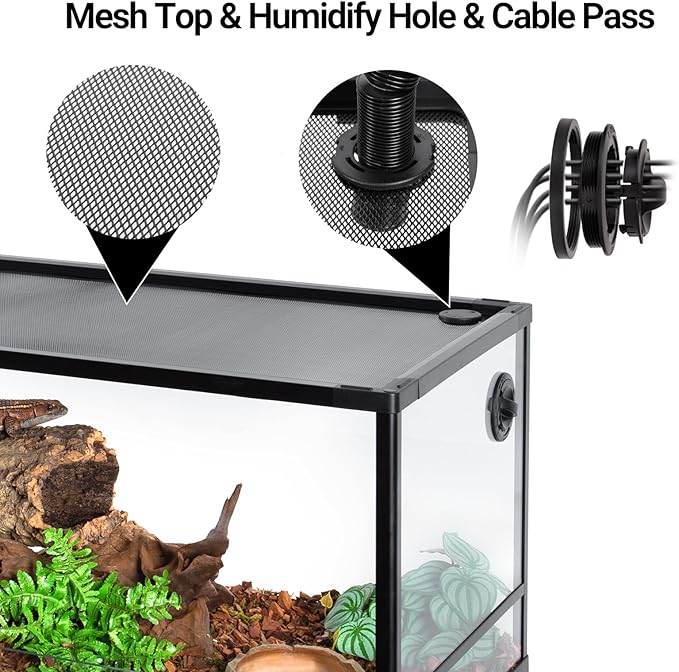 Double Stacked Reptile Tank 68 Gallon, Stackable Reptile Terrarium 24" x 18" x 44", Front Opening, Full Vision, Knock Down, Tall Glass Reptile Cage Habitat for Bearded Dragon, Lizard, Snake, Gecko