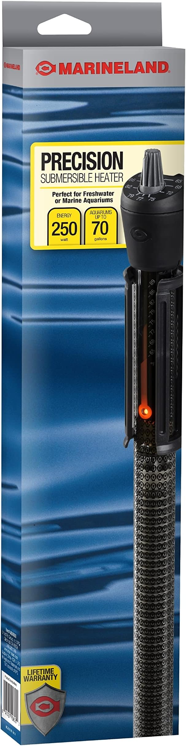 Marineland Precision Submersible Heater, for Freshwater or Saltwater Aquariums, 250-watt