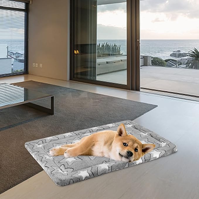 EMPSIGN Dog Bed Mat Dog Crate Pad Reversible (Cool & Warm), Machine Washable Dog Crate Mat, Kennel Pad for Dog Sleeping Mattress for Large Medium Small Dogs, Grey