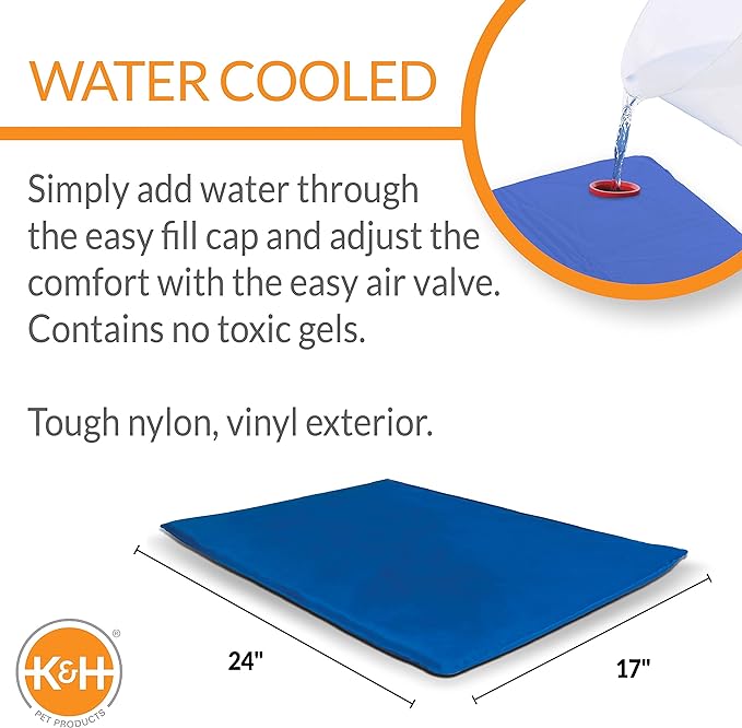 K&H Pet Products Cool Bed III Dog Cooling Mat, Cooling Dog Beds for Small Dogs, Dog Cooling Mat for Dog Carrier, Outdoor Dog Bed Cooling Pad for Dog, Pet Cooling Mat - Blue Small 17 X 24 Inches