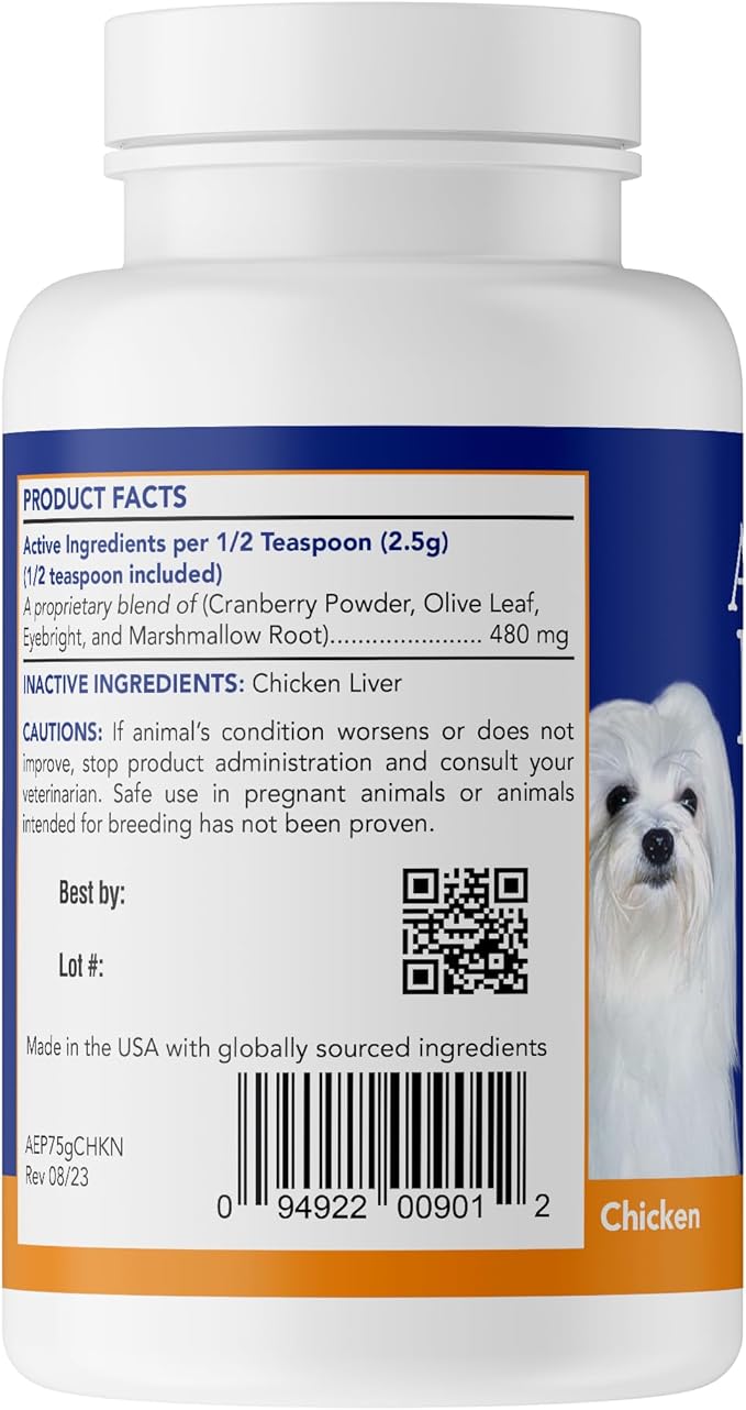 ANGELS' EYES NATURAL PLUS Tear Stain Prevention Chicken Powder for Dogs | All Breeds | No Wheat No Corn | Daily Support for Eye Health | Proprietary Formula | Limited Ingredients | Net Content 75g