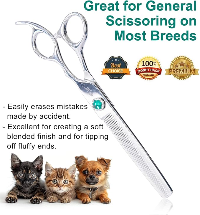 Dog Grooming Thinning Scissors 7 inch Professional Pet Shears Made Of Japanese Advanced Stainless Steel Professional Grooming Scissors for Dogs Cats and Other Pets